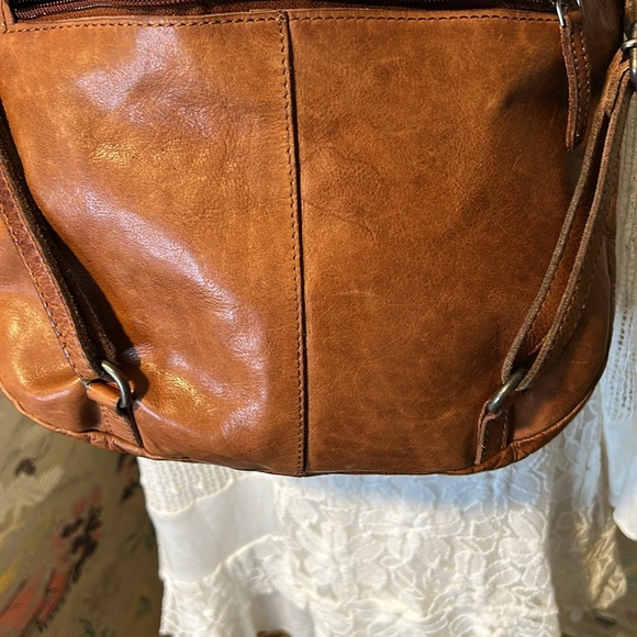 VILENCA HOLLAND BACK PACK BAG DISTRESSED LEATHER WOVEN BRAIDED COGNAC BAG - Picture 5 of 15